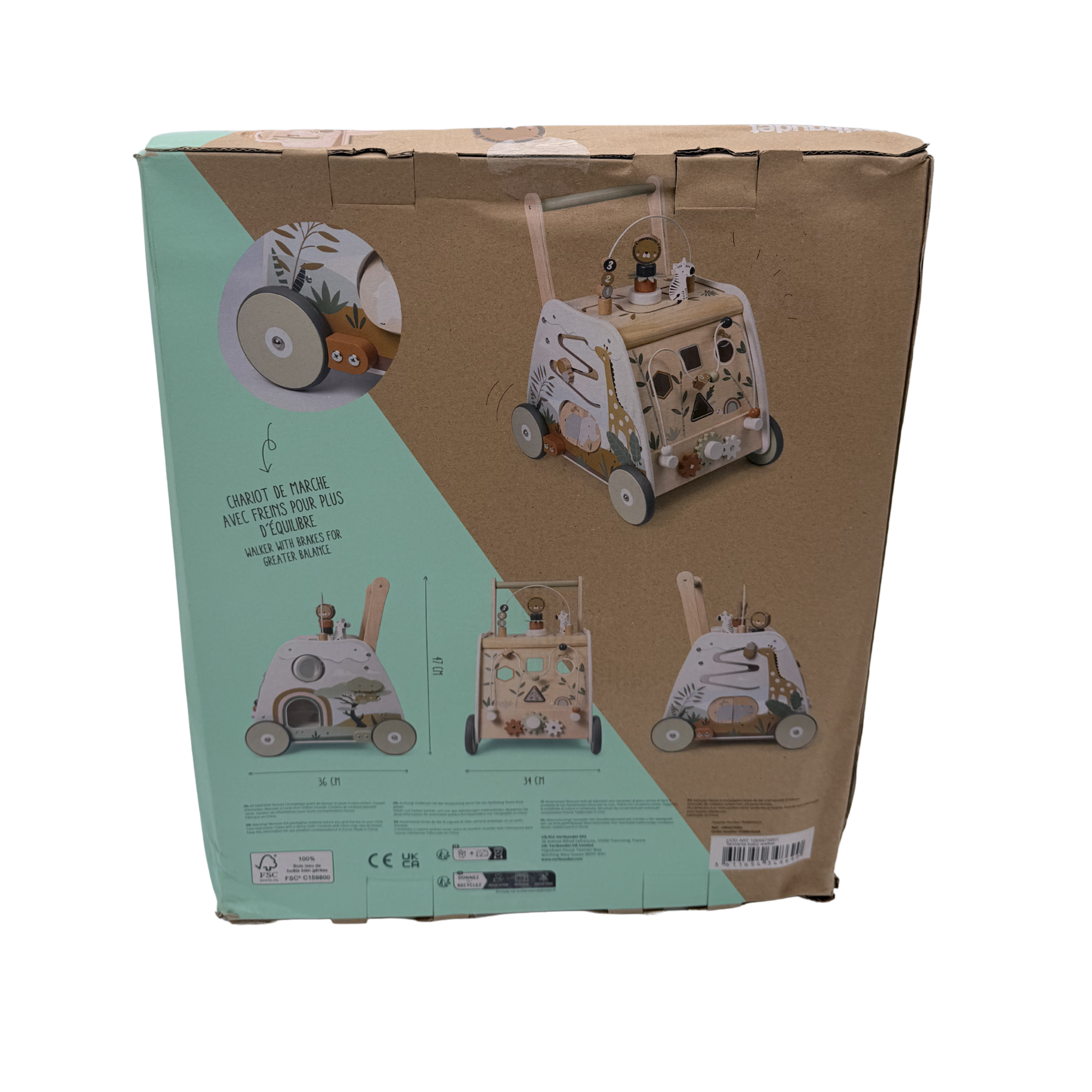 Chariot de marche multi-activités Tanzanie en bois