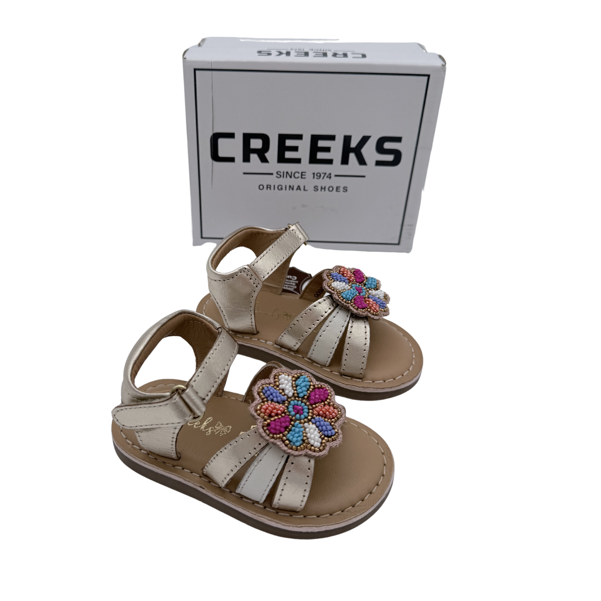 Sandales dorées fleur perlée — 21