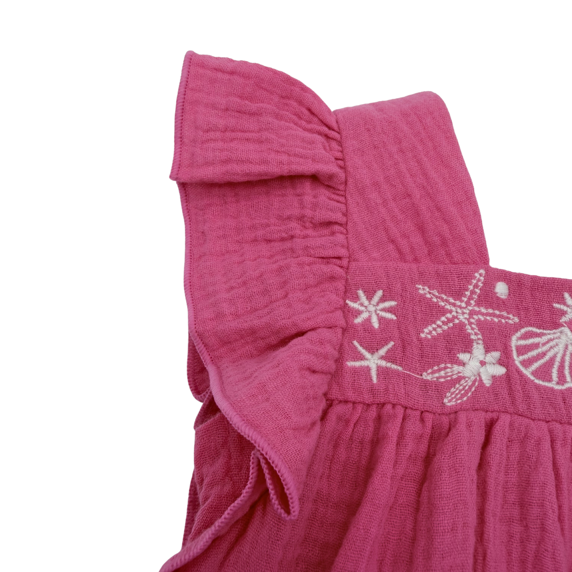 Robe en gaze de coton brodée coquillages — 12 mois