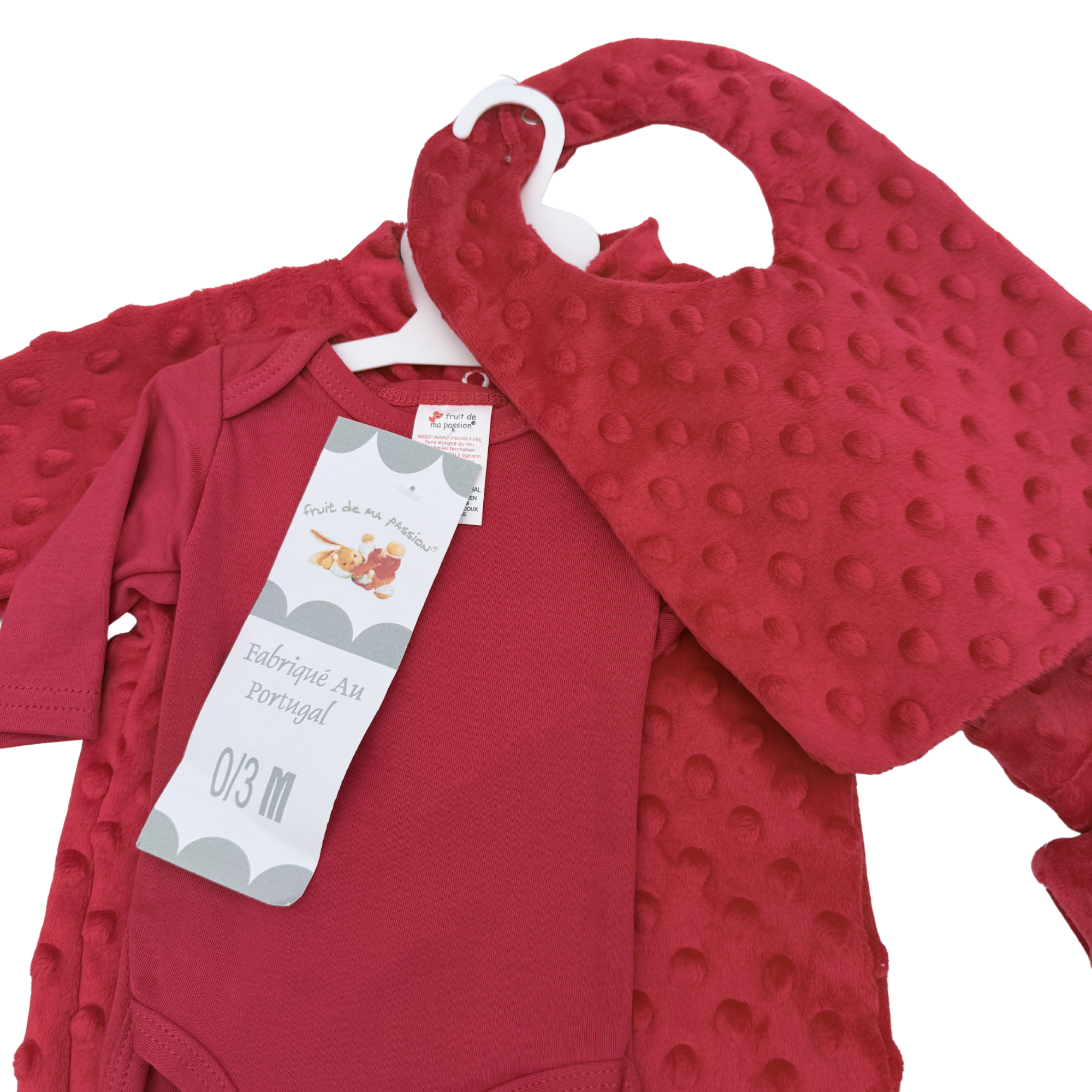 Ensemble naissance rouge texturé 5 pièces — 0-3 mois