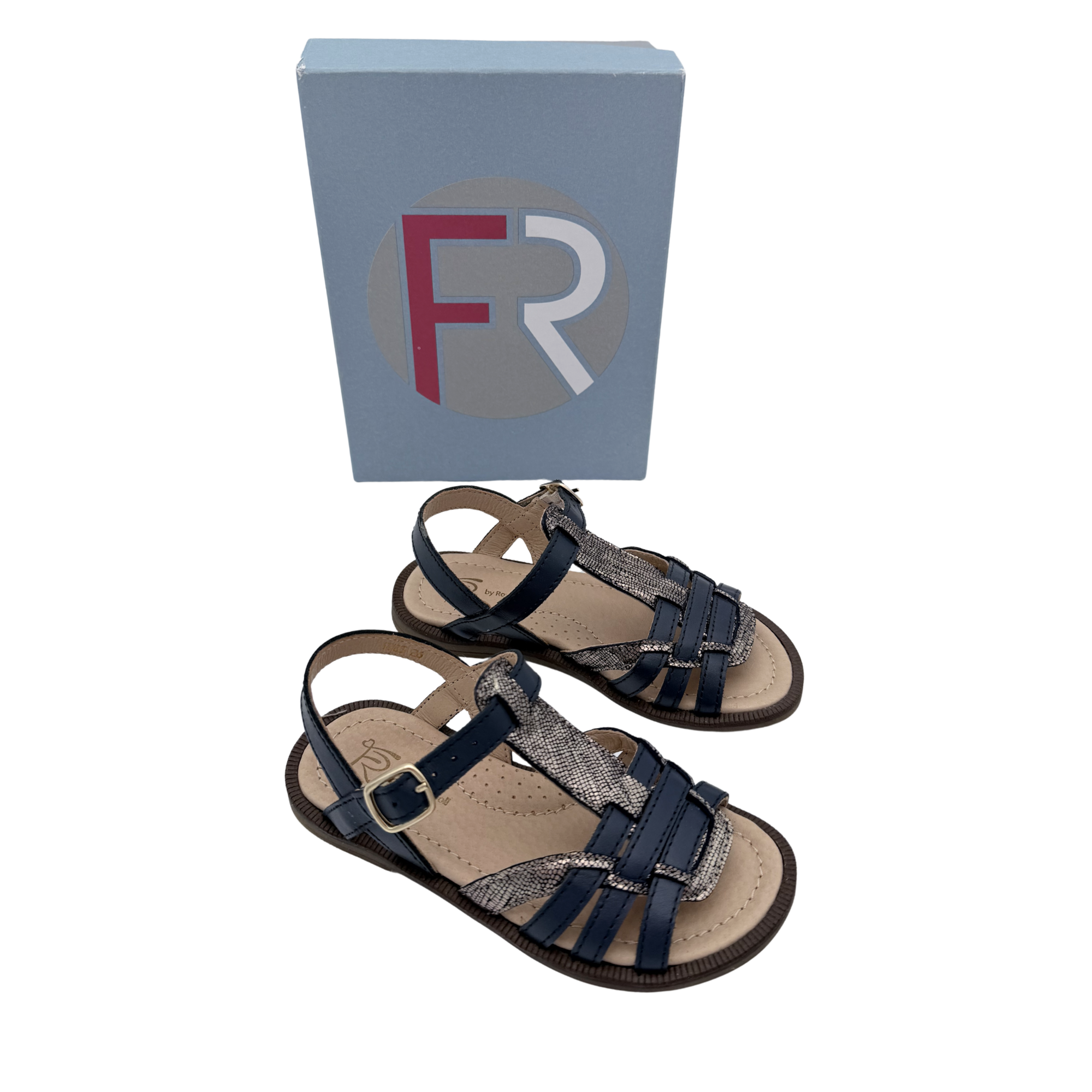 Sandales bleu marine et argentées — 26