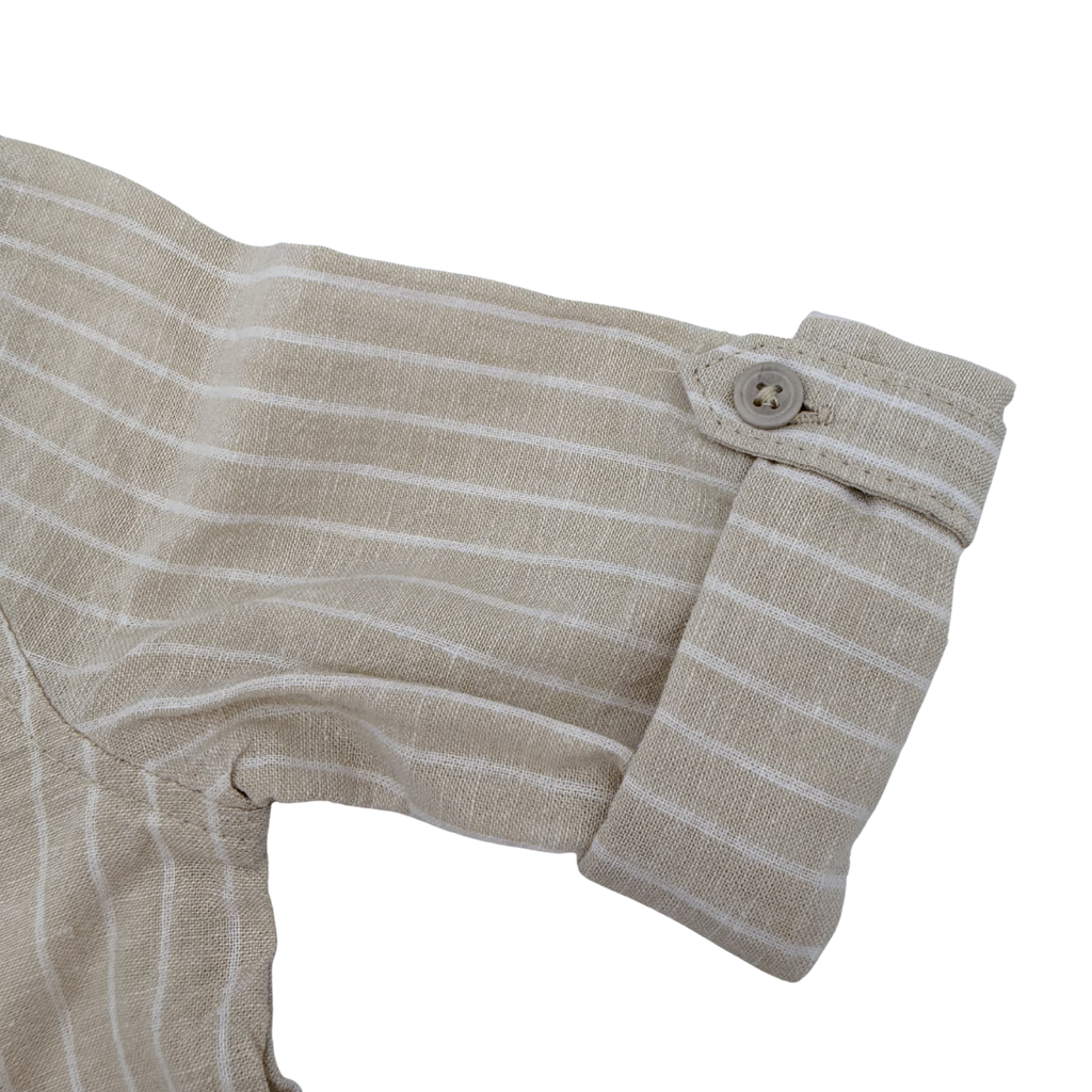 Chemise rayée beige et blanche — 9 mois
