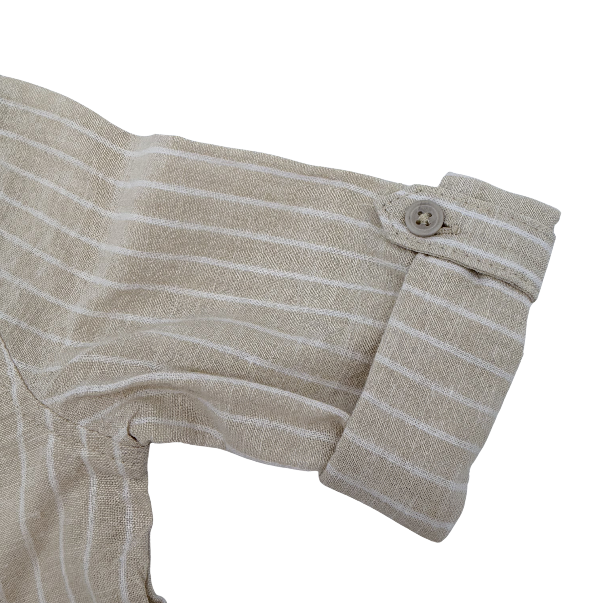 Chemise rayée beige et blanche — 9 mois