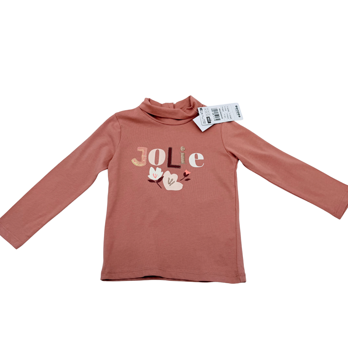T-shirt col roulé terracotta « Jolie » - 24 mois