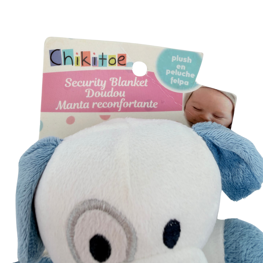 Doudou plat chien bleu et blanc à rayures