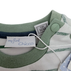 T-shirt manches courtes rayé blanc vert imprimé — 9 mois