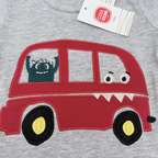 T-shirt bébé gris voiture rouge — 3-6 mois