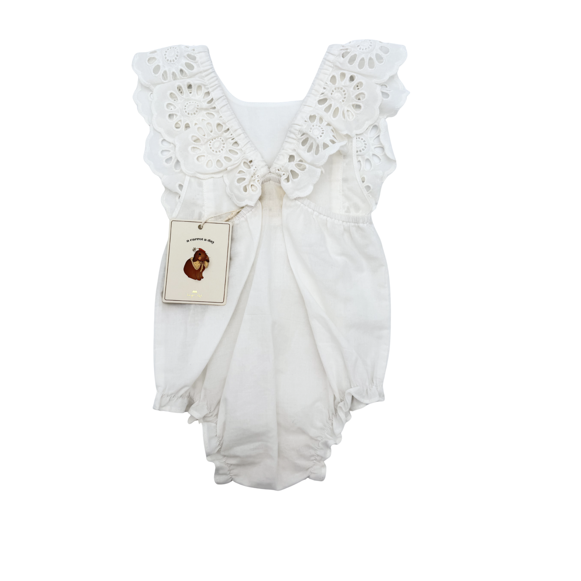 Barboteuse blanche broderie anglaise — 6 mois