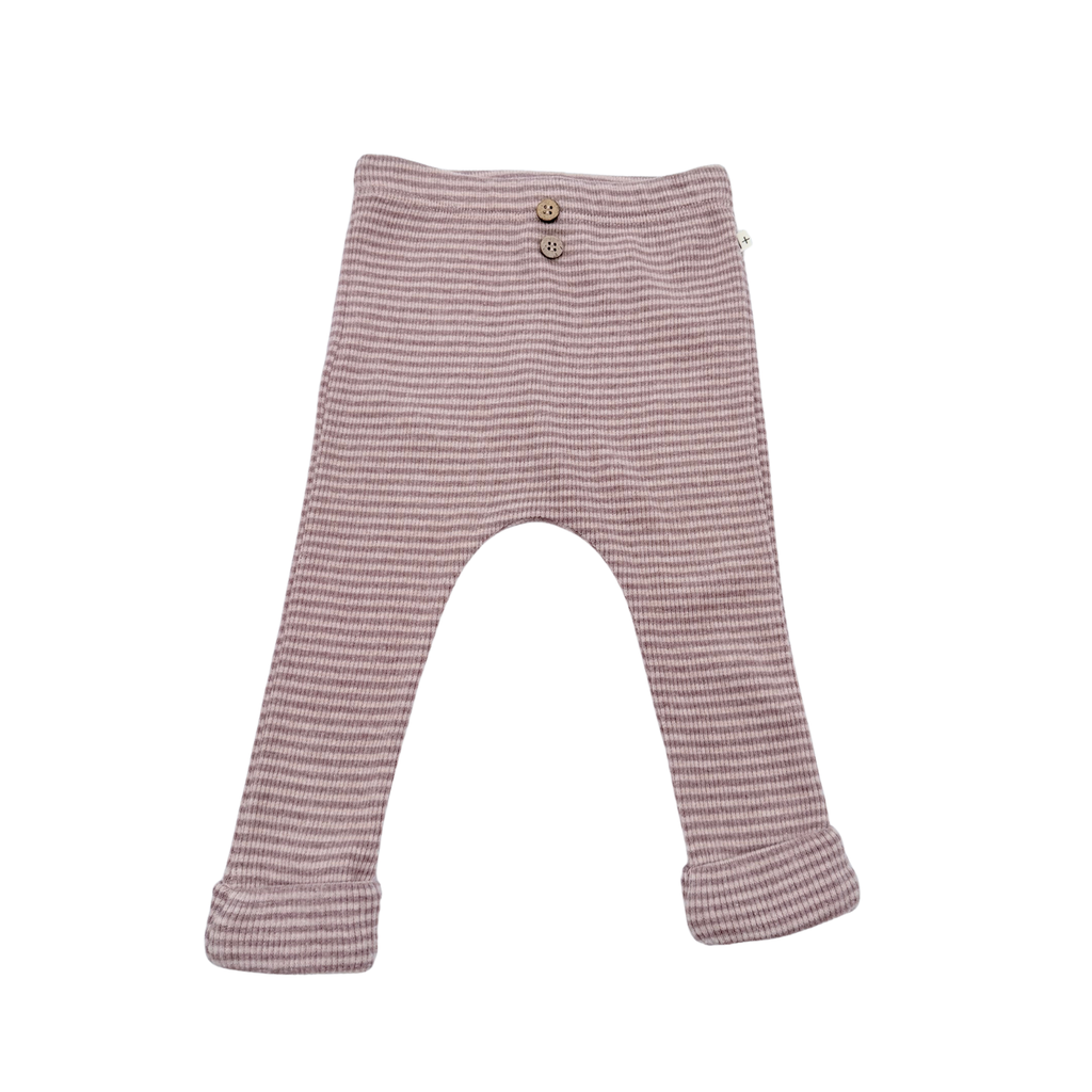 Legging rose rayé en maille côtelée - 6 mois