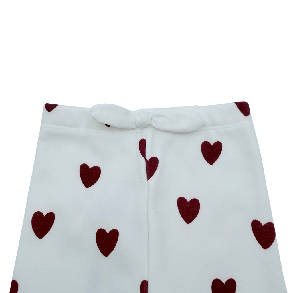 Legging blanc à cœurs bordeaux - 2 ans