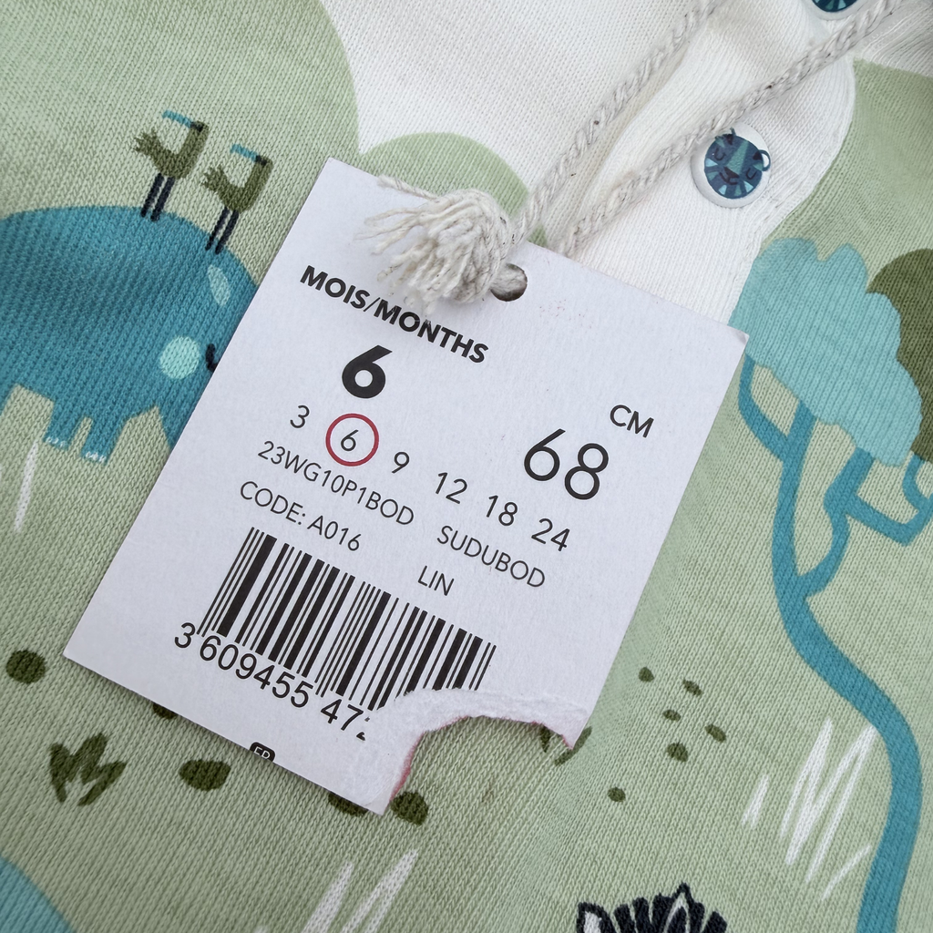 Body polo manches longues imprimé safari — 6 mois