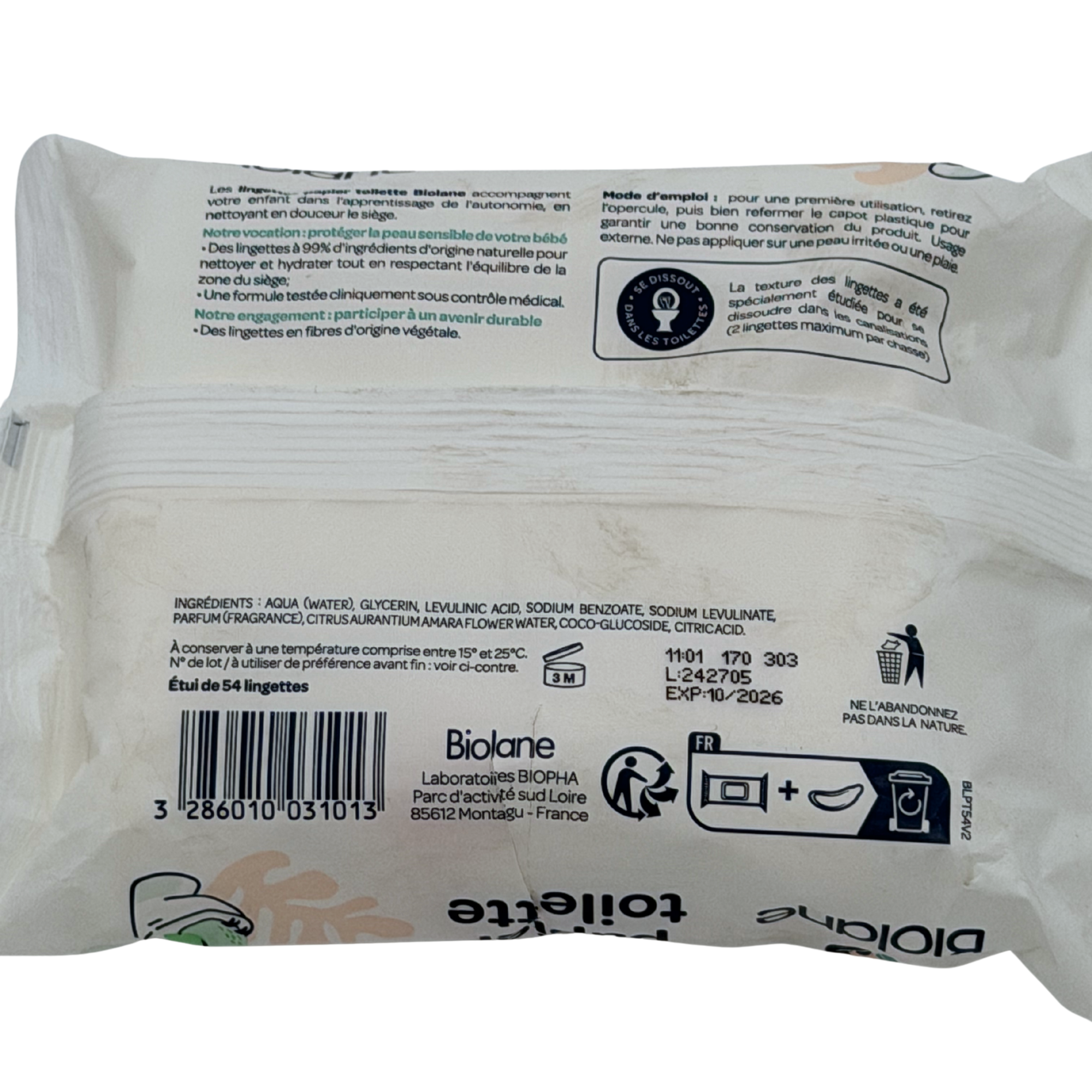 Paquet de 54 lingettes papier toilette