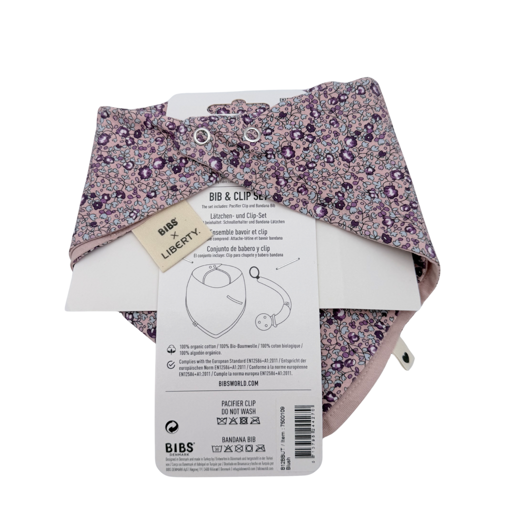 Set bavoir bandana & attache sucette Liberty