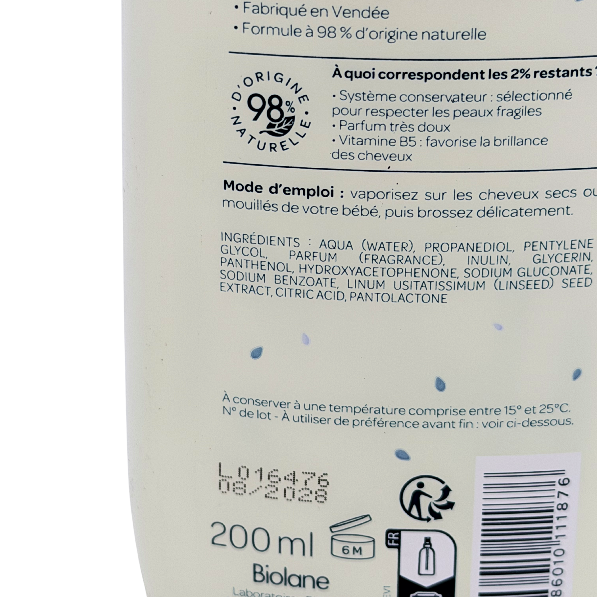 Spray démêlant au lin — 200 ml