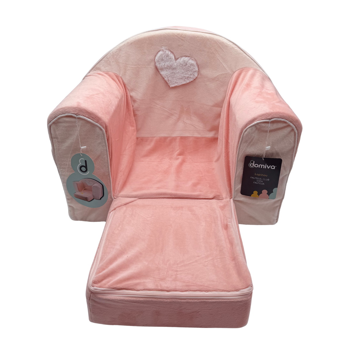Fauteuil club enfant convertible rose