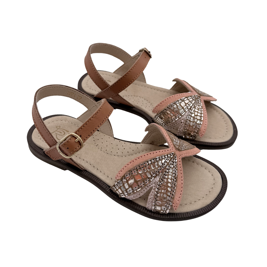Sandales camel et dorées à feuilles — 29