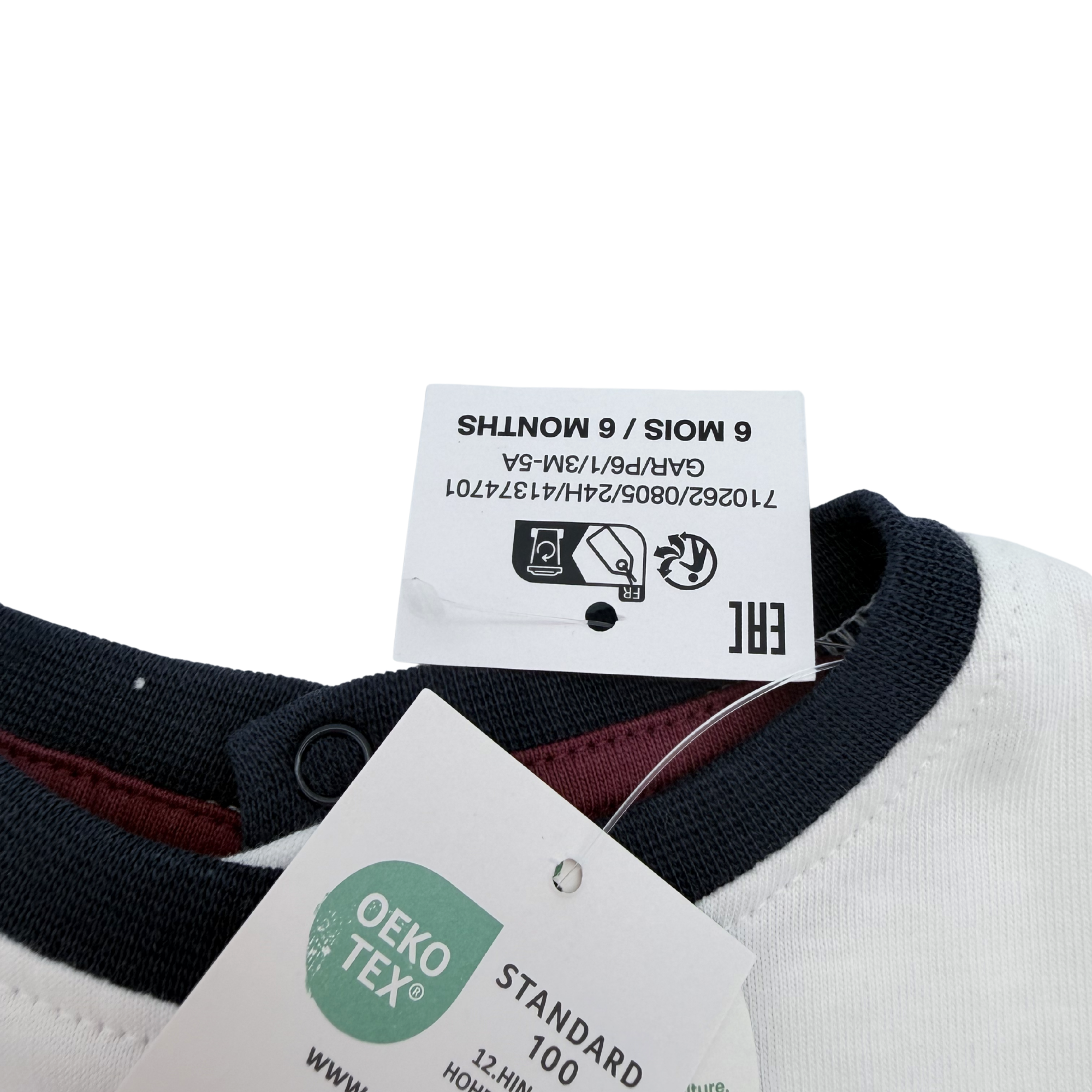 T-shirt blanc manches longues chien “Run with me” — 6 mois