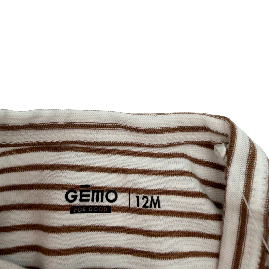 T-shirt bébé garçon rayé écru et marron - 12 mois