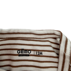 T-shirt bébé garçon rayé écru et marron - 12 mois