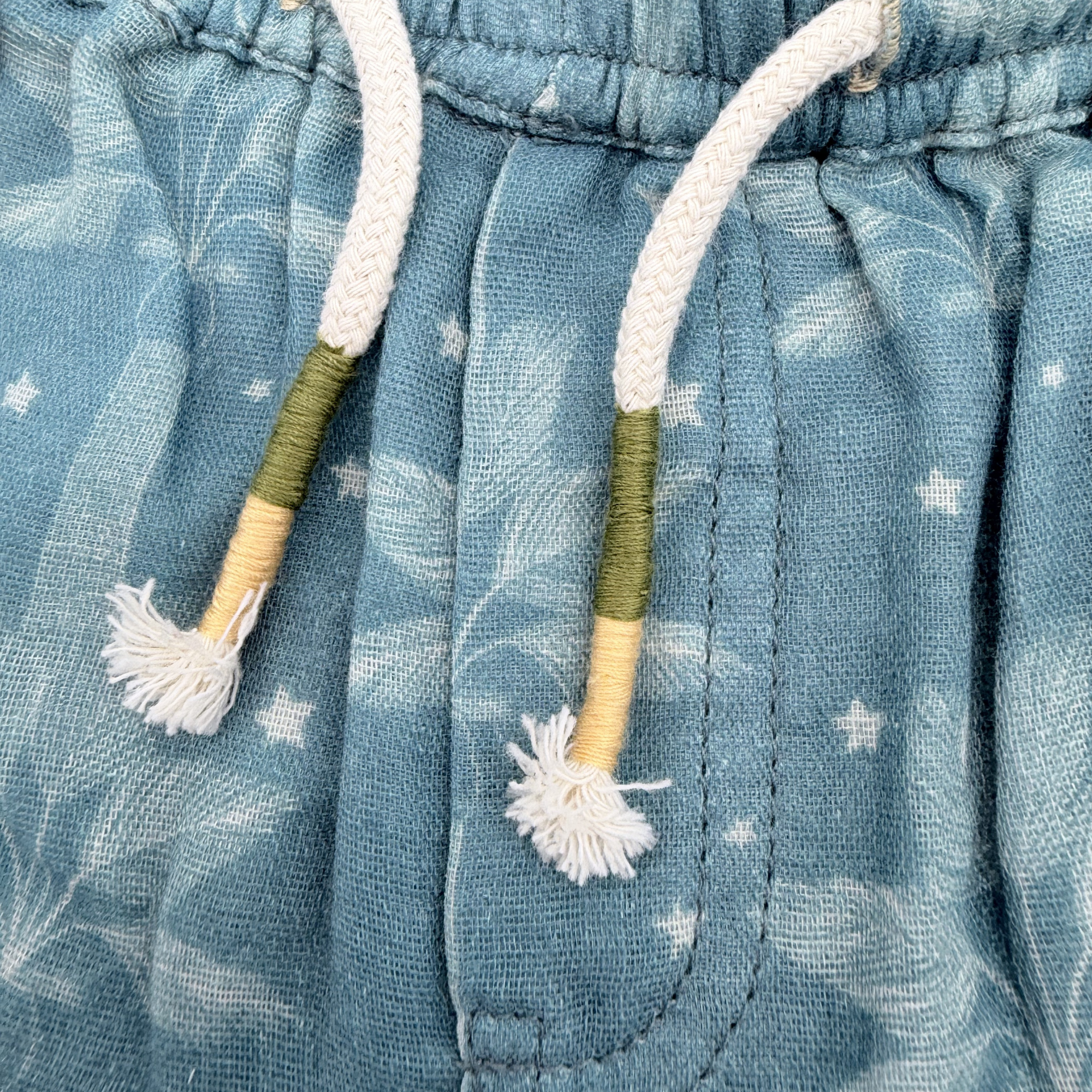 Short bleu imprimé palmiers — 6 mois
