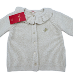 Gilet bébé écru en maille à col volanté - 18 mois