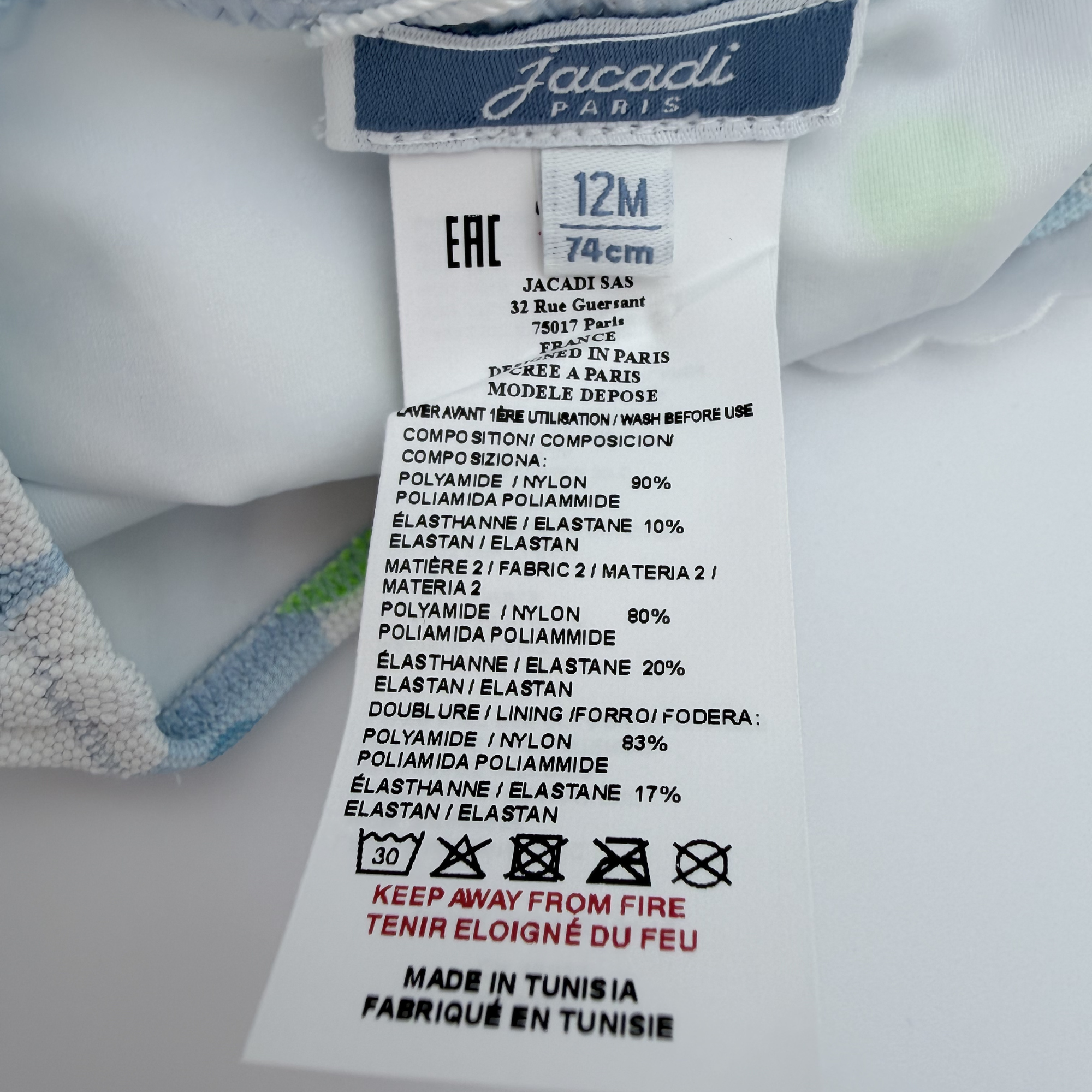 Maillot de bain une pièce bleu imprimé fleurs — 12 mois