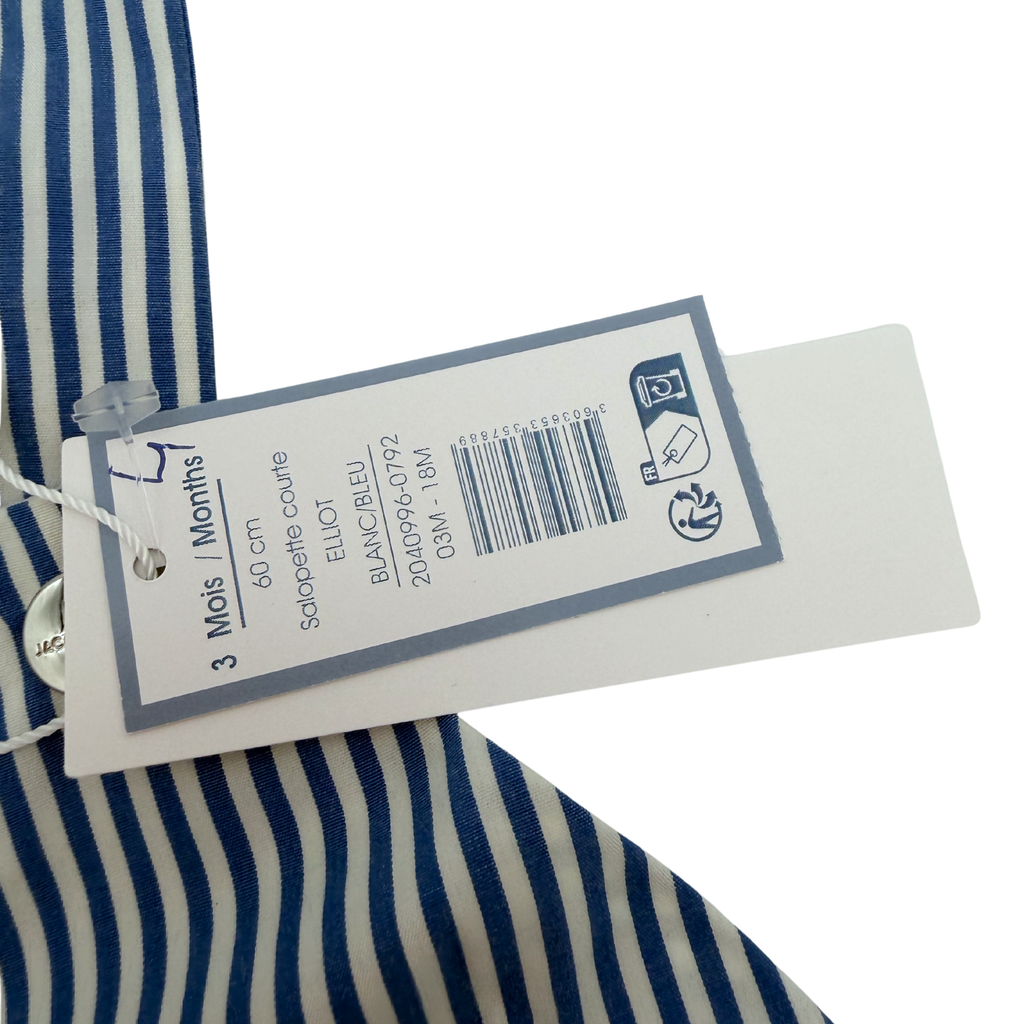 Barboteuse blanche et bleue - 3 mois