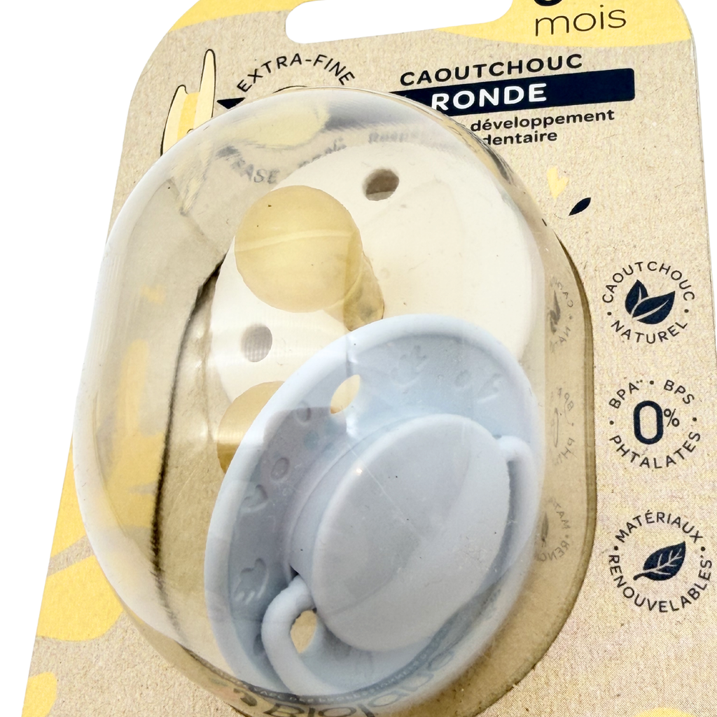 Lot de 2 sucettes caoutchouc ronde — 0-6 mois