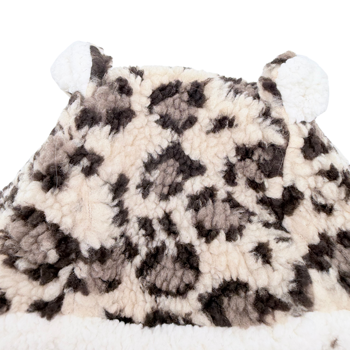 Bonnet bébé à oreilles en sherpa imprimé léopard - 3-9 mois