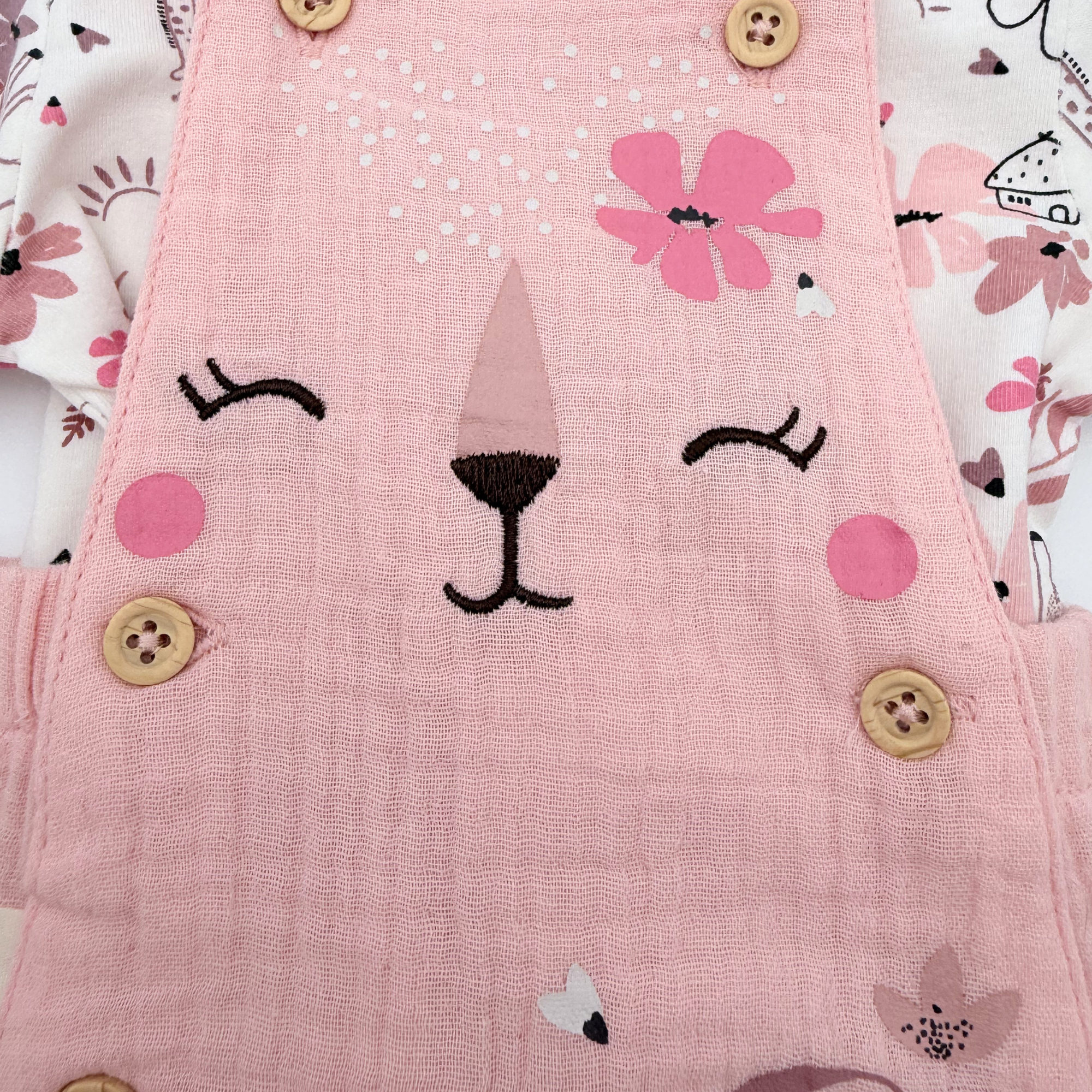 Ensemble salopette courte et t-shirt imprimé biche — 1 mois