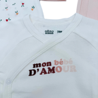 Lot de 3 bodies cache-cœur rose et blanc - 9 mois