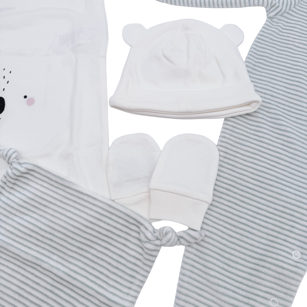 Coffret bébé blanc et vert motif koala – 6 mois