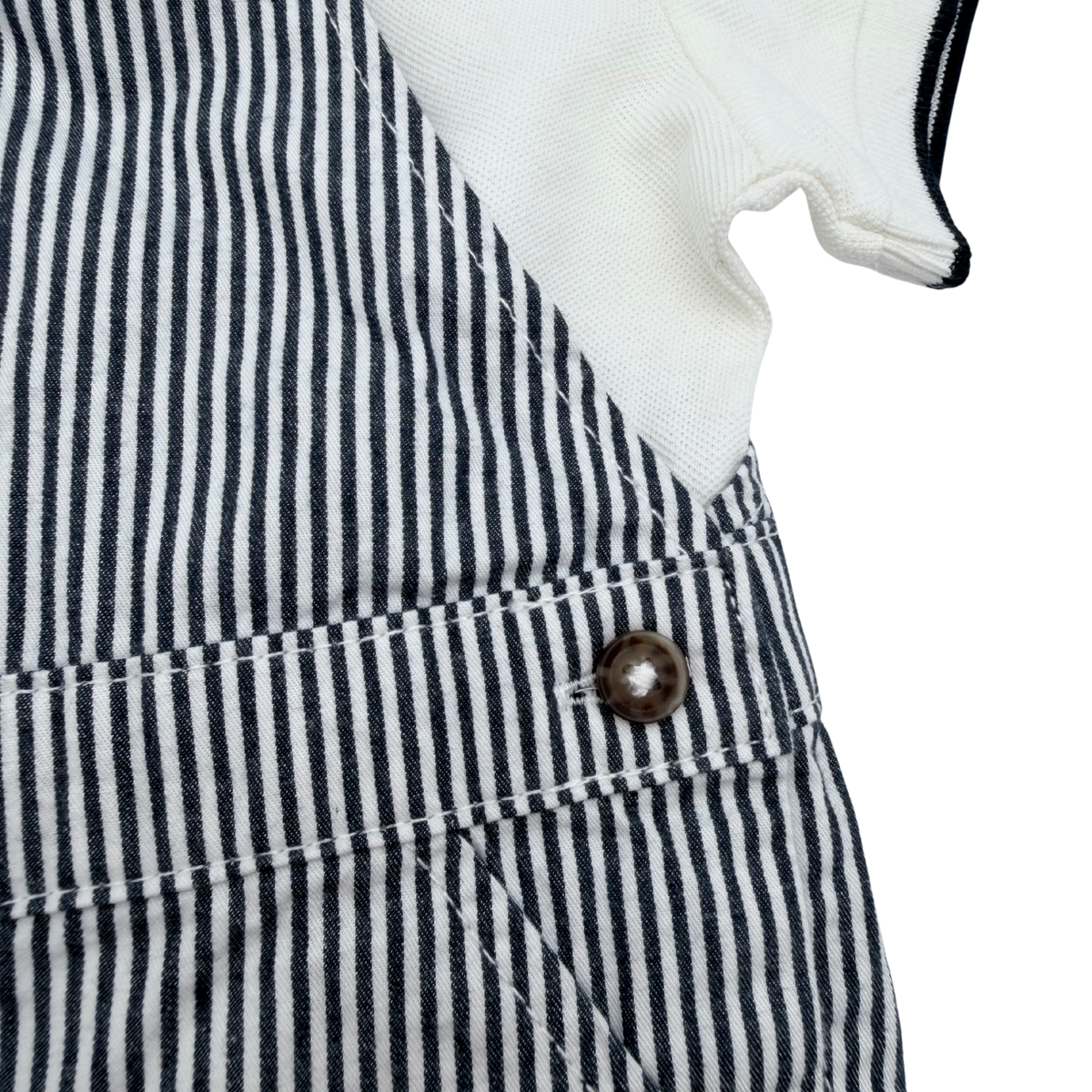 Ensemble salopette courte rayée et polo bébé - 6 mois