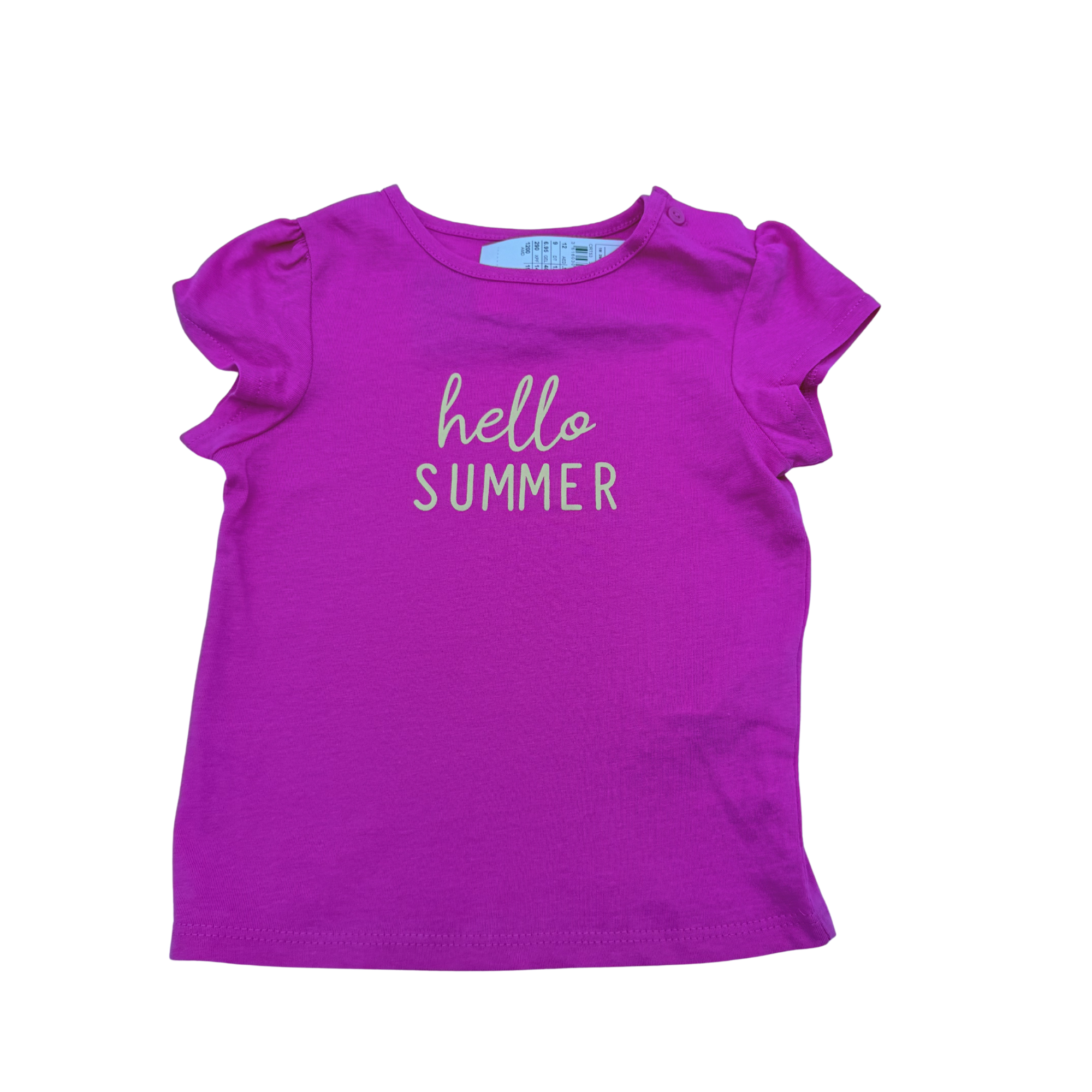 T-shirt fuchsia imprimé « Hello Summer » — 12 mois
