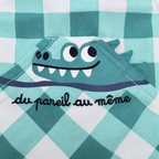 Salopette short à carreaux vert d'eau crocodile — 18 mois