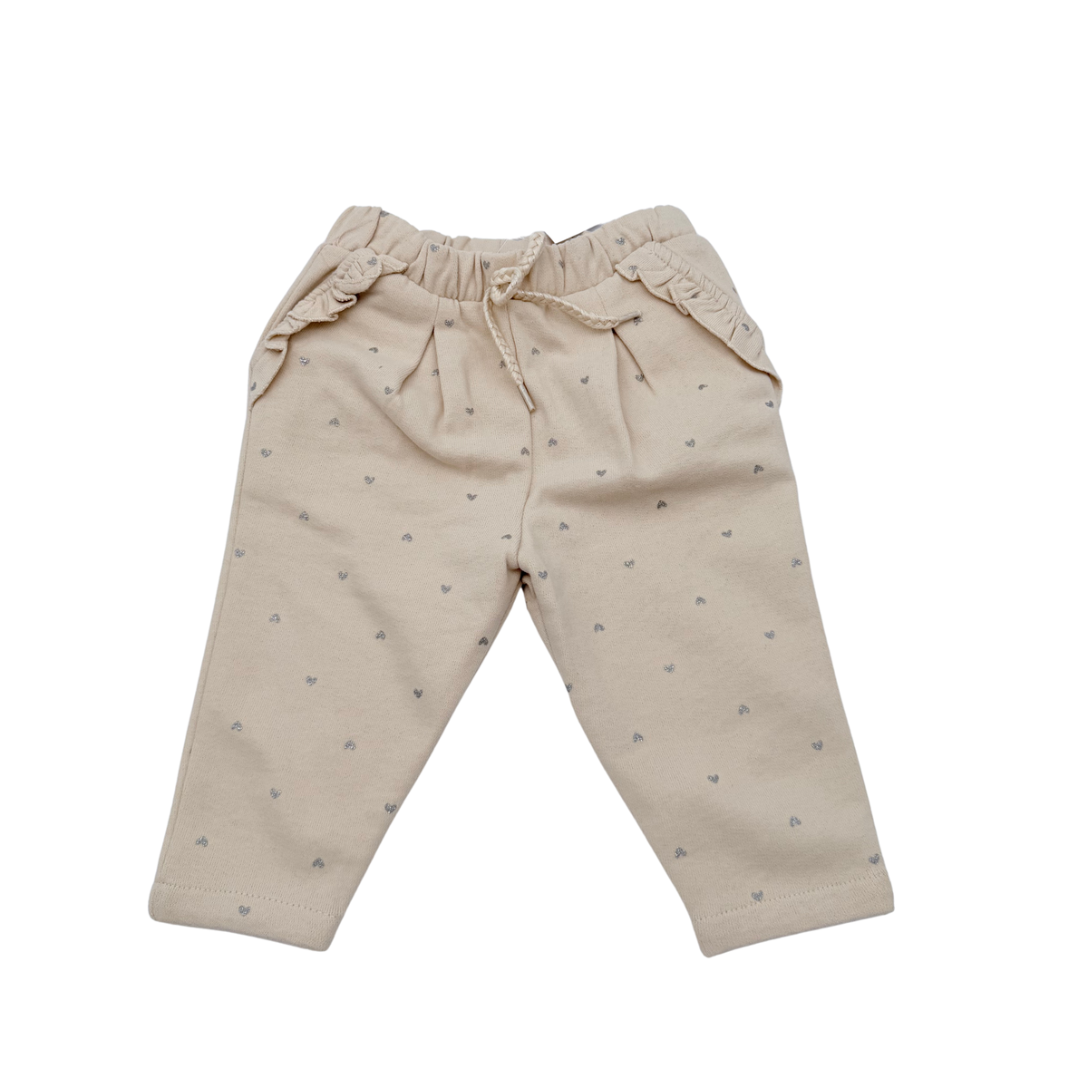 Pantalon beige à petits cœurs - 6 mois