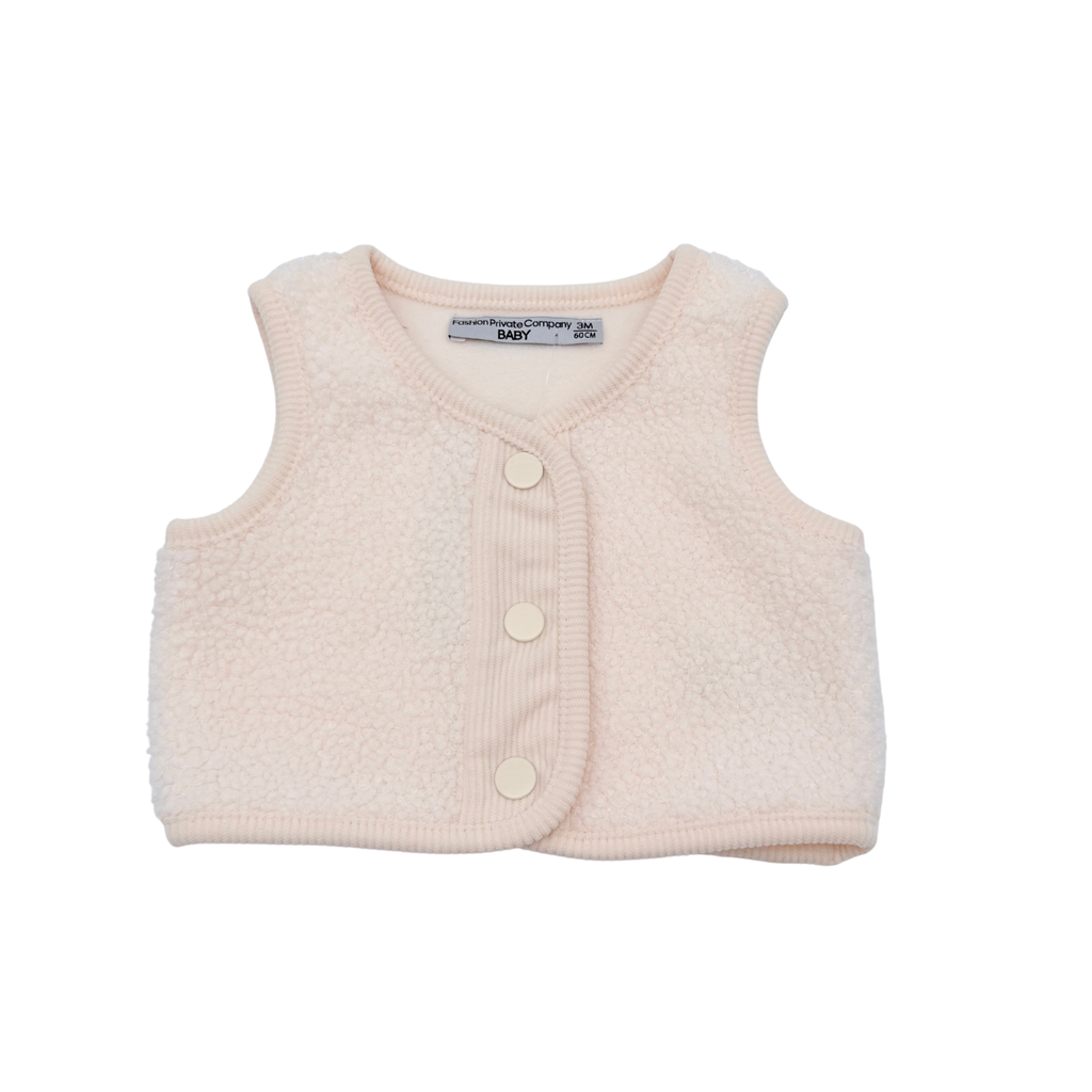 Gilet sans manches bébé écru effet moutonné - 3 mois