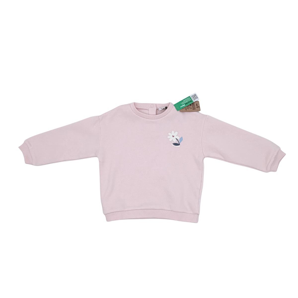 Sweat fille rose pâle motif fleur - 36 mois