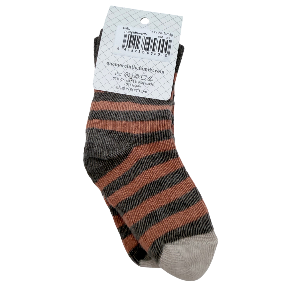 Chaussettes rayées marron et gris - 17