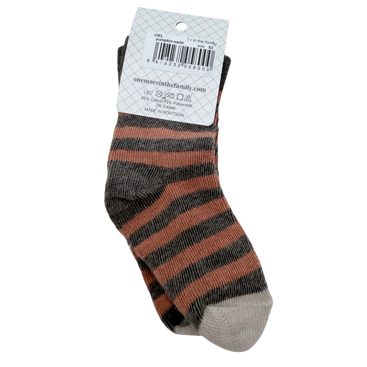 Chaussettes rayées marron et gris - 17