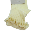 Chaussettes bébé jaunes en coton biologique à bordure dentelle - 2-6 mois
