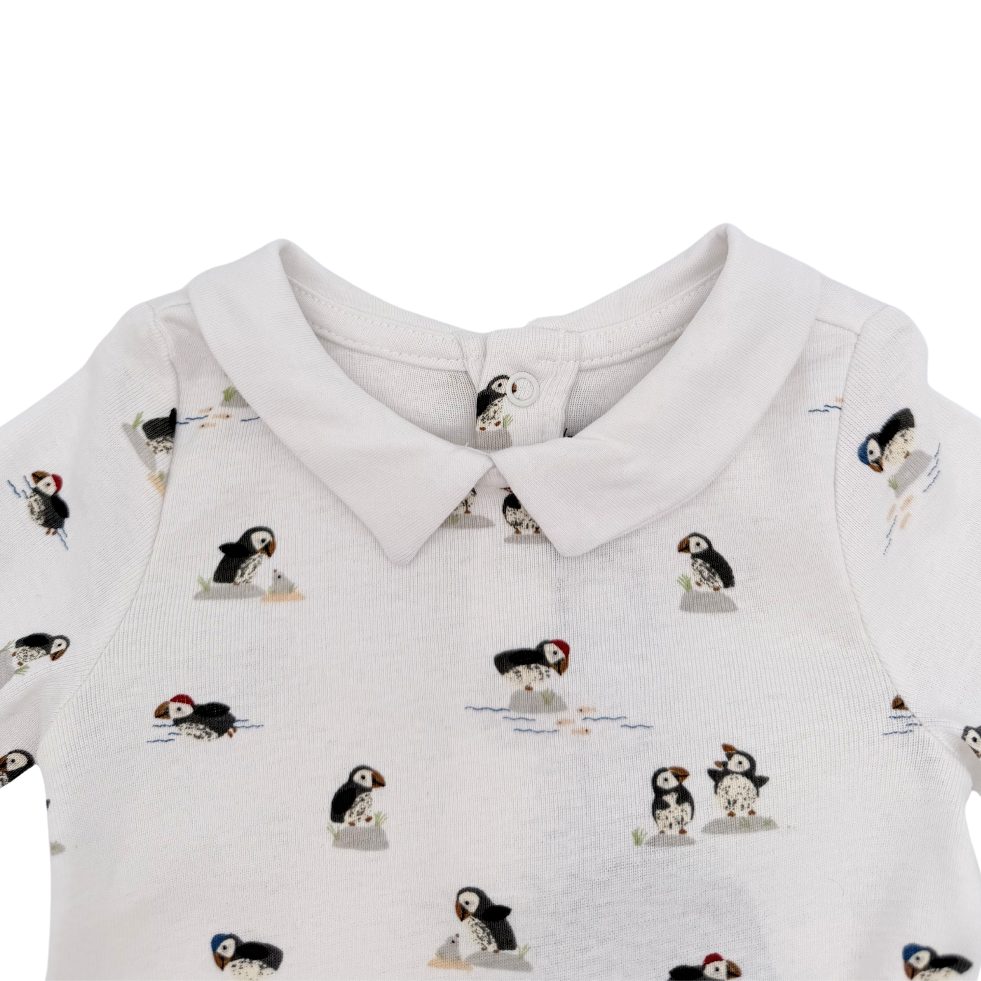 Ensemble bébé body imprimé et pantalon bleu — 12 mois