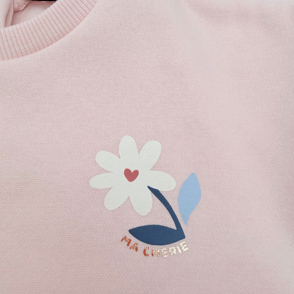 Sweat fille rose pâle motif fleur - 36 mois