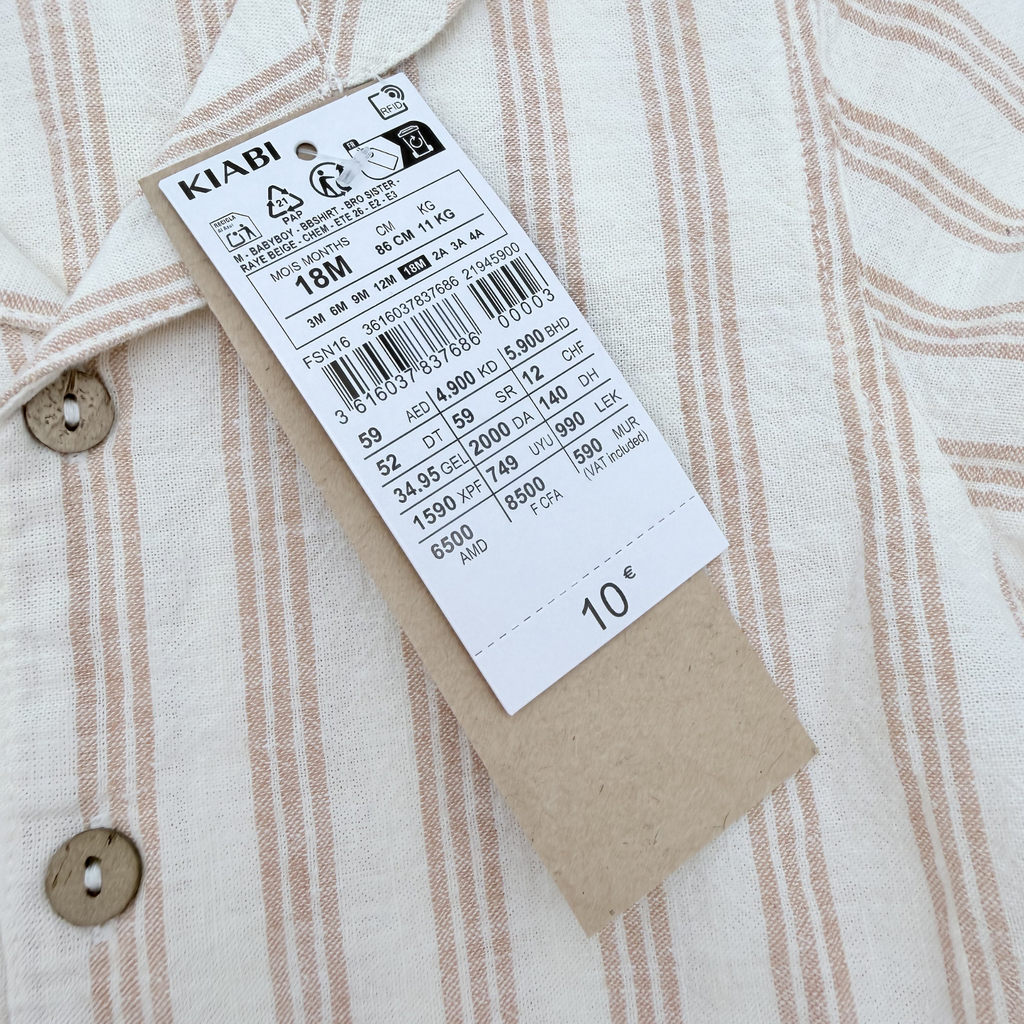 Chemise manches courtes rayée – 18 mois