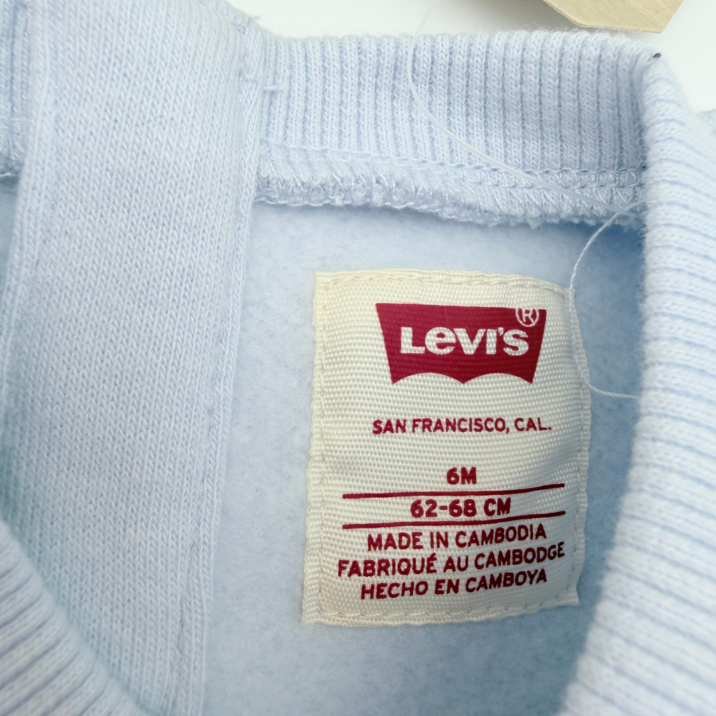 Sweat bleu clair avec poche volantée - 6 mois