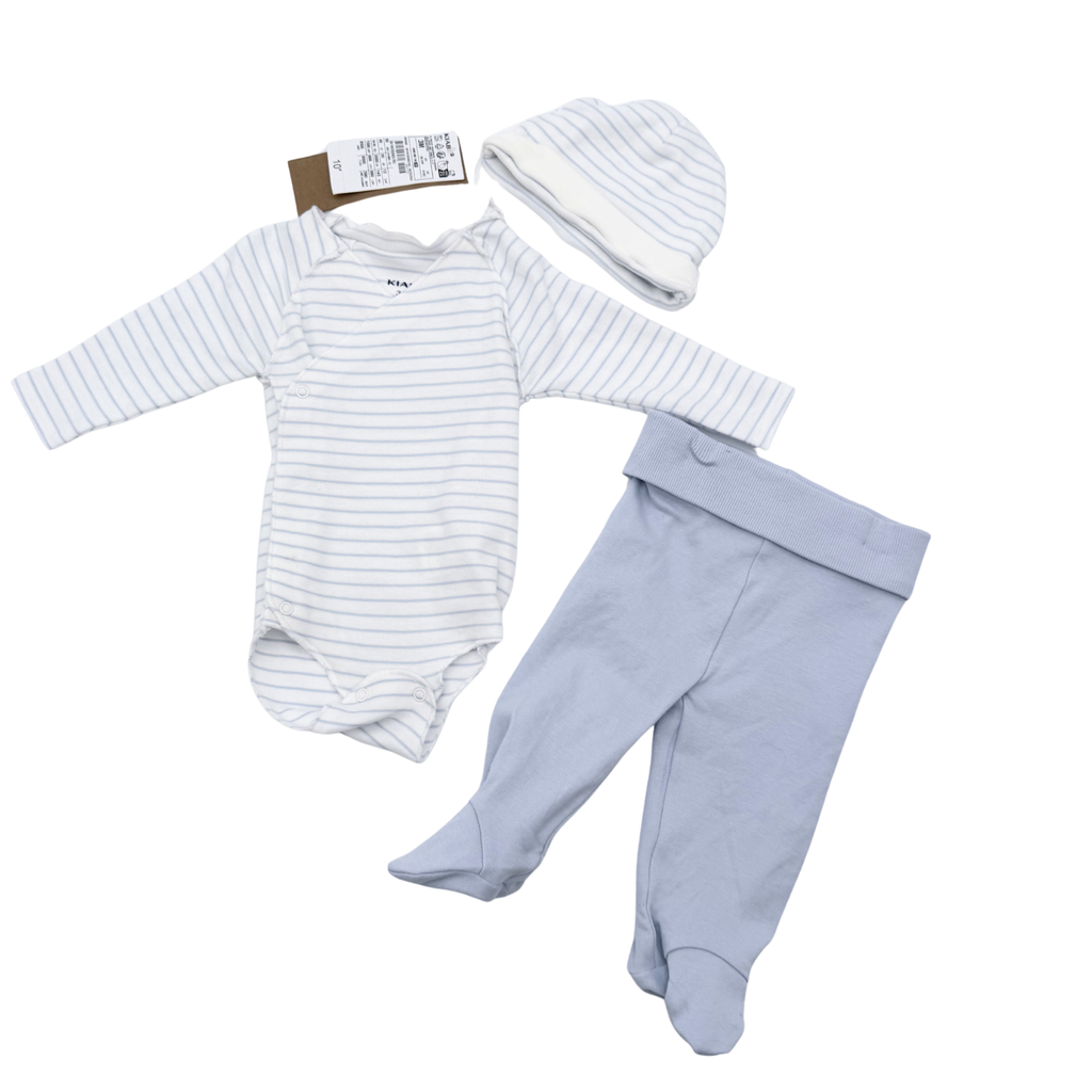 Ensemble naissance 3 pièces bleu ciel — 3 mois