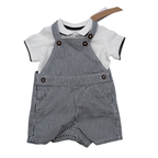 Ensemble salopette courte rayée et polo bébé - 6 mois
