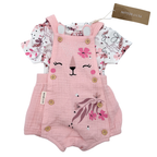 Ensemble salopette courte et t-shirt imprimé biche — 1 mois