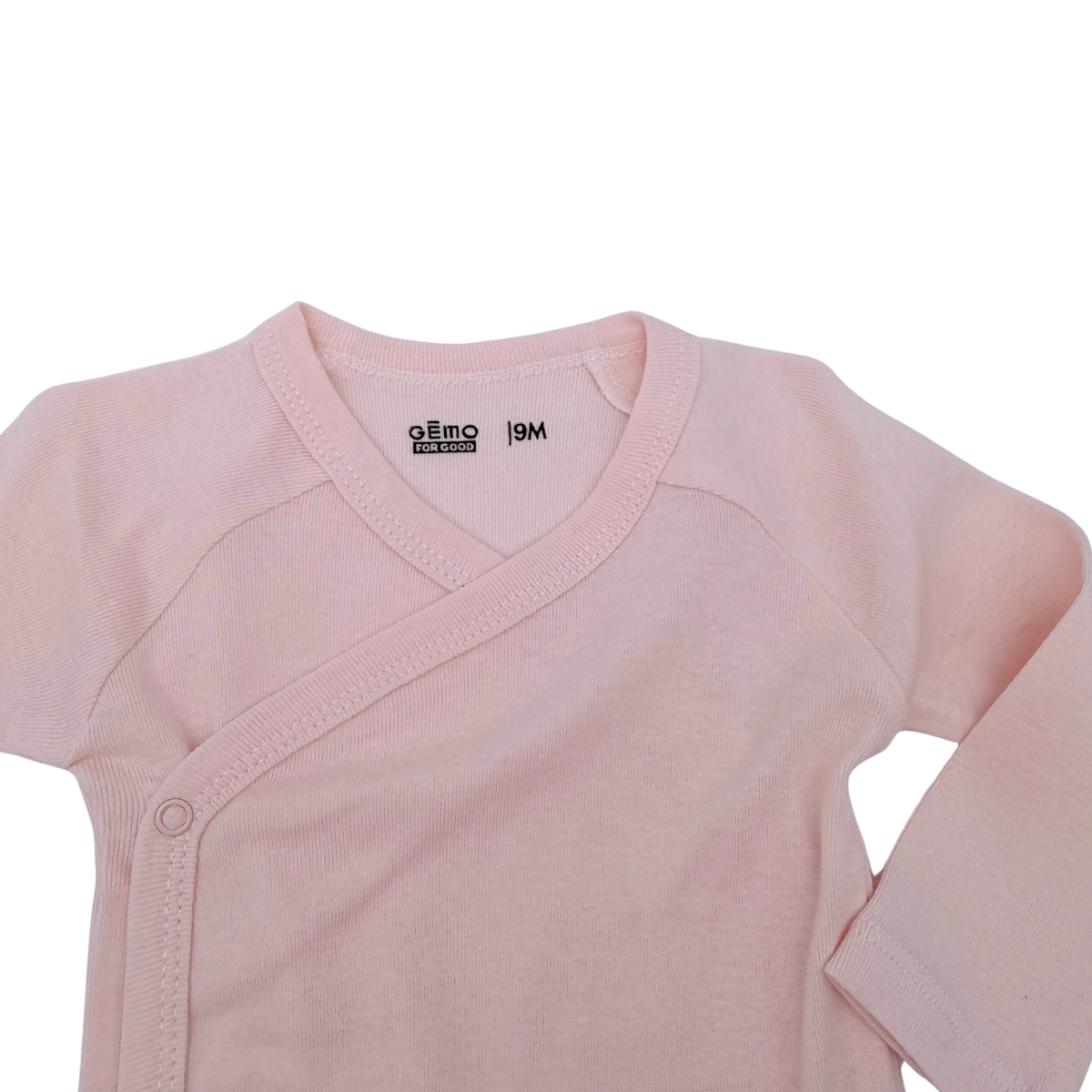 Lot de 3 bodies cache-cœur rose et blanc - 9 mois