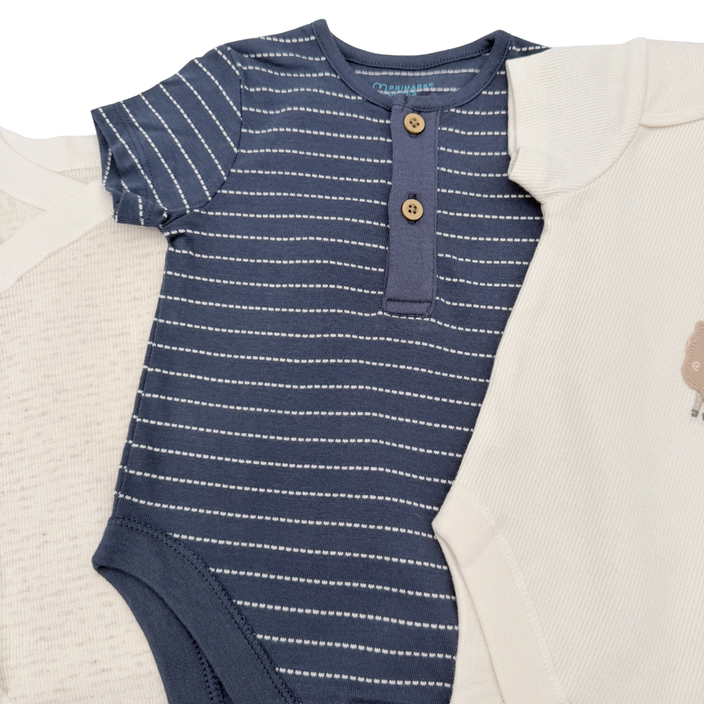 Lot de 5 bodies bébé tons naturels — 3-6 mois